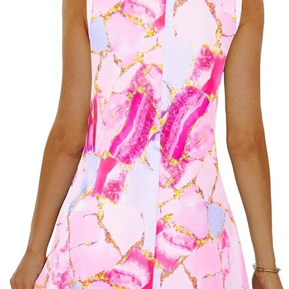 Women Summer Sundress Casual Pockets Sleeveless T-Shirt Swing Dress - Picture 3 of 5